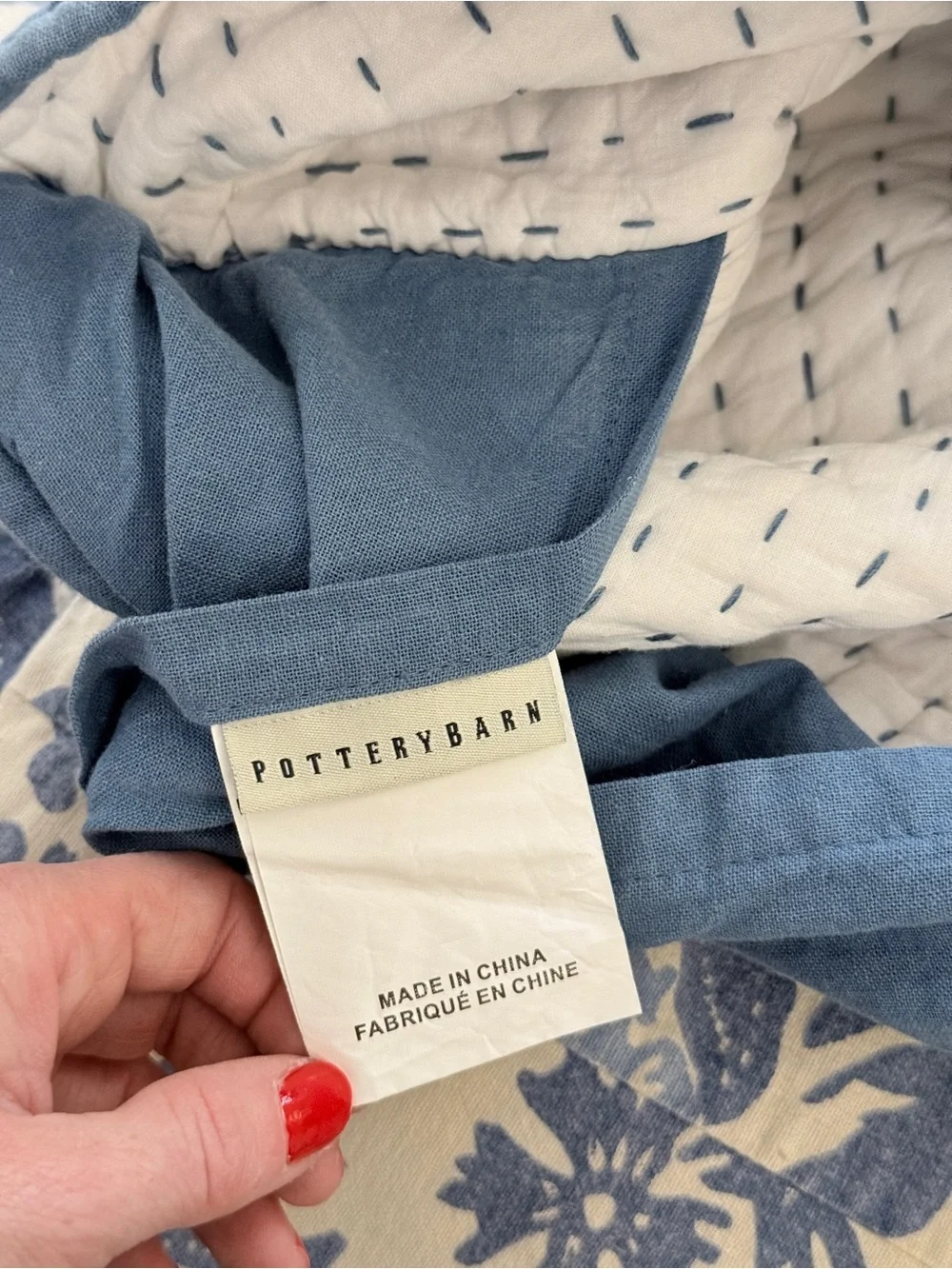 Pottery Barn Blue Pick Stitch Euro Sham